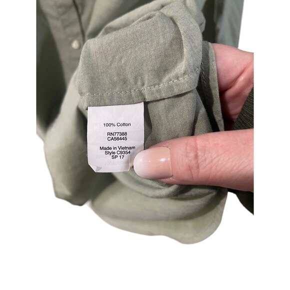 J.Crew Cotton Tab Sleeve Popover Top Olive Green Size L Minimalist Beach Spring - Picture 4 of 12